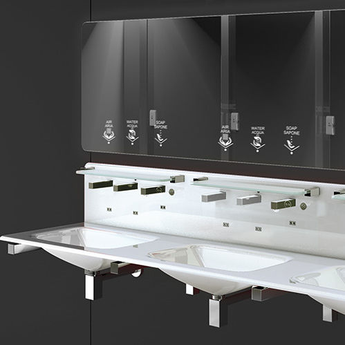 Lavabo integrato - INTEGRAGLASS > A - CARVART - in Solid Surface / multiplo / rettangolare
