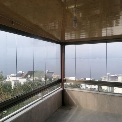 Vetrata a libro - FRAMELESS SYSTEM WITHOUT GUIDE - BKS balcony glazing systems - in alluminio / a 3 ante / a 2 ante