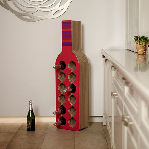 Portabottiglie in cartone - MINIBODEGA - Kubedesign - da appoggio / rosso