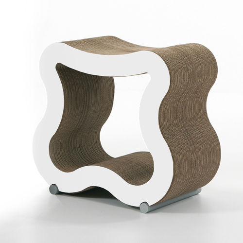Sgabello contemporaneo - SGAS - Kubedesign - con base in cartone / con contenitore / nero