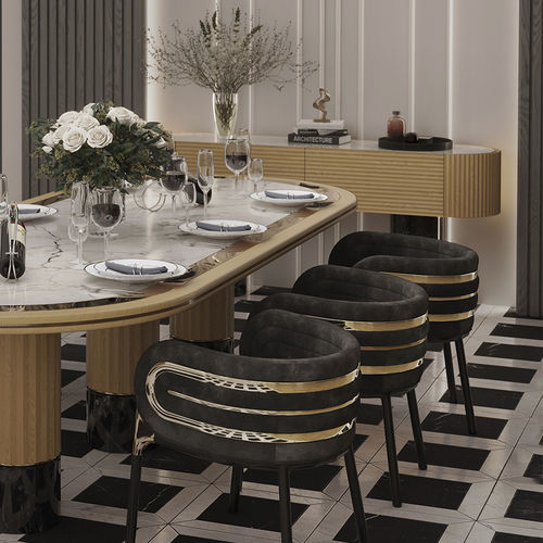Credenza contemporanea - ANJELICA  - Greg Natale - in ottone lucidato / in marmo / con ripiano