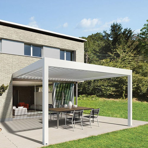 Pergola autoportante - Joy - Van Hoof - addossata / in alluminio / a lamelle orientabili
