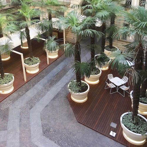 Listone per esterno in legno - ANGELIM - Déco - marrone / per piscina pubblica / per hotel