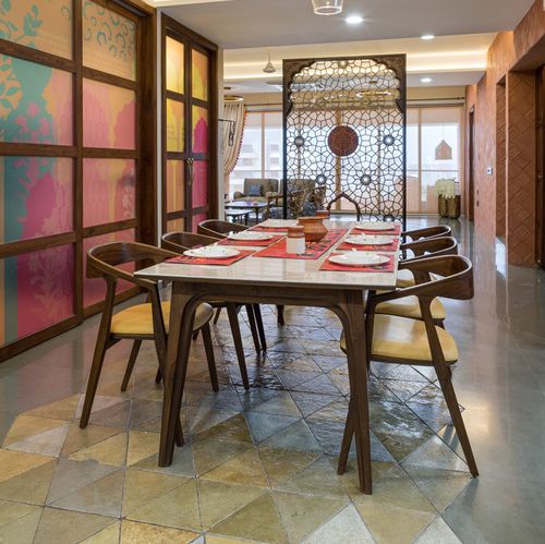Tavolo contemporaneo - UVALA - ALANKARAM - in teak / in marmo / rettangolare