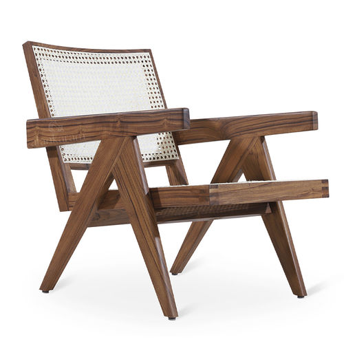 Poltrona contemporanea - JEANNERET - ALANKARAM - in tessuto / in legno / bianca