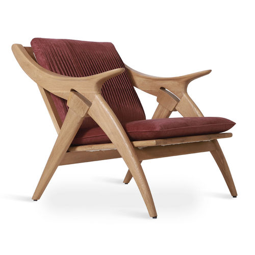 Poltrona contemporanea - ROCNIK - ALANKARAM - in tessuto / in rattan / rossa