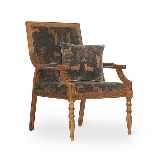Poltrona contemporanea - MASANI - ALANKARAM - in pelle / in legno / per cuscini