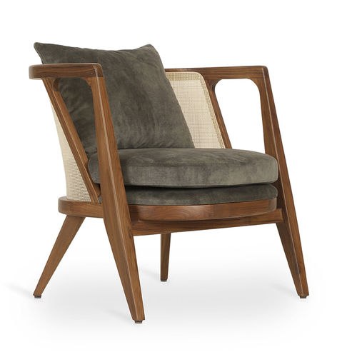 Poltrona contemporanea - RINGI - ALANKARAM - in tessuto / in rattan / verde