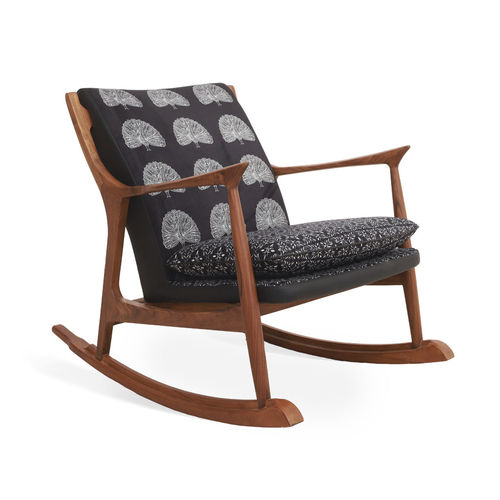 Poltrona contemporanea - RURU - ALANKARAM - in tessuto / in teak / nera