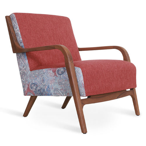 Poltrona moderna - TORDU - ALANKARAM - in tessuto / in legno / blu