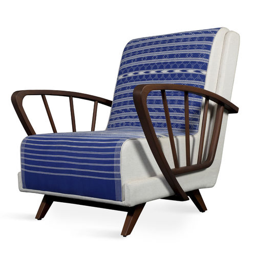 Poltrona contemporanea - FANI - ALANKARAM - in tessuto / bianca / blu