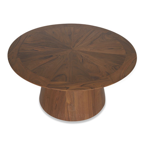 Tavolo da pranzo contemporaneo - KOSY - ALANKARAM - in teak / con supporto in teak / rotondo