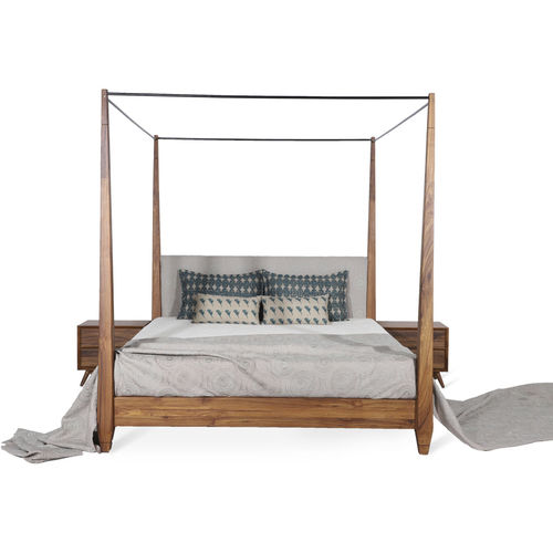 Letto matrimoniale - DRITTO - ALANKARAM - contemporaneo / con testiera / in teak