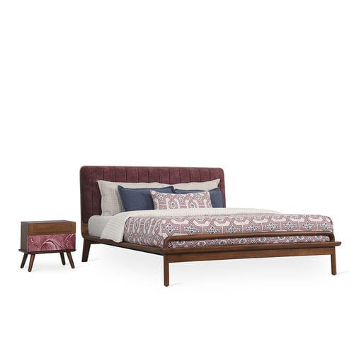 Letto matrimoniale - KOLO - ALANKARAM - moderno / con testiera / in teak