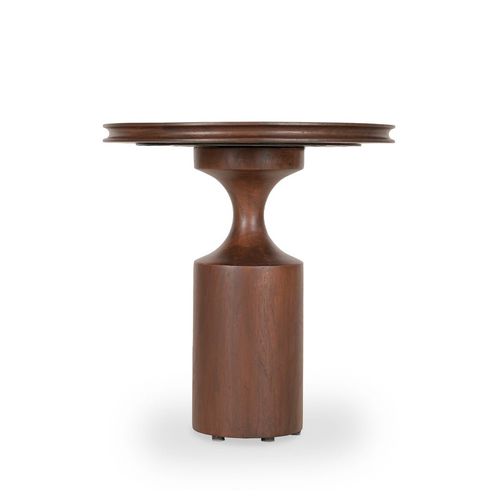 Tavolo d'appoggio contemporaneo - BELLO - ALANKARAM - in teak / con supporto in teak / rotondo