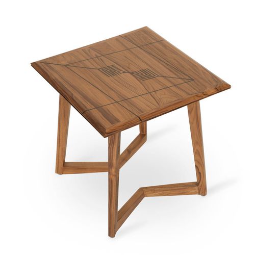 Tavolo d'appoggio tradizionale - BOYE - ALANKARAM - in teak / con supporto in teak / quadrato