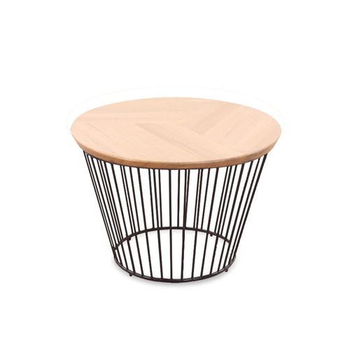 Tavolo d'appoggio contemporaneo - DUVAR - ALANKARAM - in legno massiccio / con supporto in metallo / rotondo
