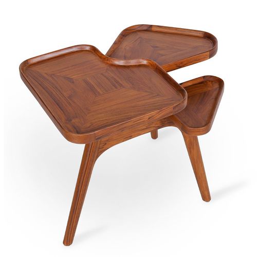 Tavolo d'appoggio moderno - PATU - ALANKARAM - in teak / con supporto in teak / triangolare