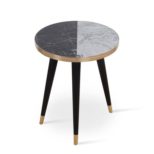 Tavolo d'appoggio contemporaneo - RABI - ALANKARAM - in ottone / in pietra / con supporto in ottone