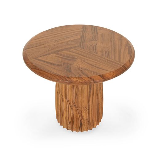 Tavolo d'appoggio contemporaneo - SILINDA - ALANKARAM - in teak / con supporto in teak / rotondo