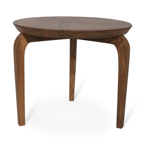Tavolo d'appoggio contemporaneo - TOHA - ALANKARAM - in teak / con supporto in teak / rotondo