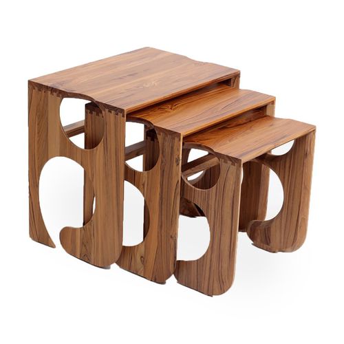 Tavolo d'appoggio contemporaneo - TRIDHA - ALANKARAM - in teak / con supporto in teak / rettangolare