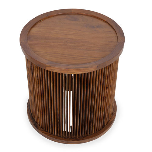 Tavolo d'appoggio contemporaneo - IJUS - ALANKARAM - in teak / con supporto in teak / rotondo