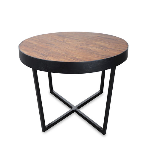 Tavolo d'appoggio contemporaneo - PAKSU - ALANKARAM - in teak / in legno / con supporto in metallo