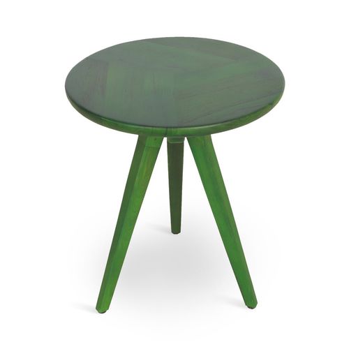 Tavolo d'appoggio contemporaneo - UKU - ALANKARAM - in legno massiccio / con supporto in legno / rotondo