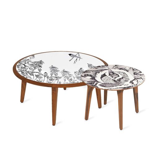 Tavolo moderno - BOYALI - ALANKARAM - in lana / con supporto in legno / rotondo
