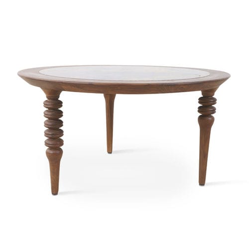 Tavolo moderno - MARAMI - ALANKARAM - in teak / con supporto in teak / rotondo