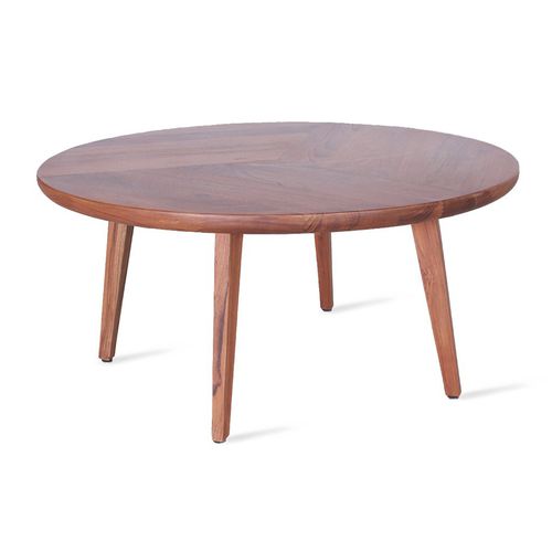 Tavolo moderno - DORT - ALANKARAM - in teak / con supporto in quercia / circolare