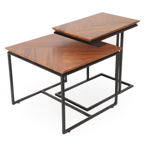 Tavolo moderno - DUALIS - ALANKARAM - in teak / in metallo / con supporto in metallo
