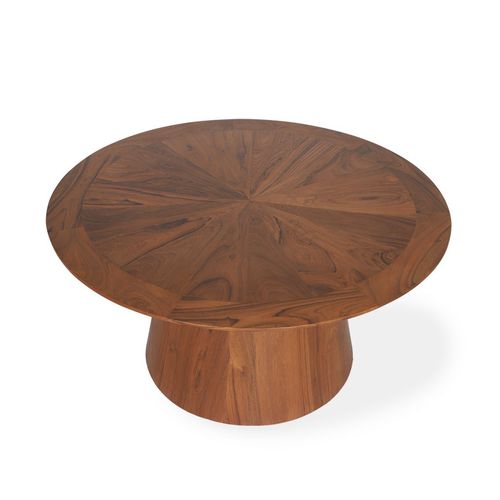 Tavolo contemporaneo - KOSY - ALANKARAM - in teak / con supporto in teak / rotondo