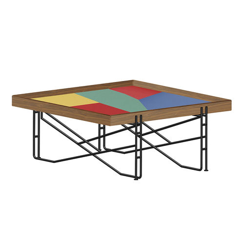 Tavolo moderno - SAARANG - ALANKARAM - in legno massiccio / in metallo / con supporto in metallo