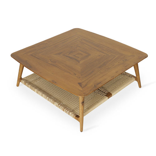 Tavolo moderno - TARU - ALANKARAM - in teak / in cotone / con supporto in teak
