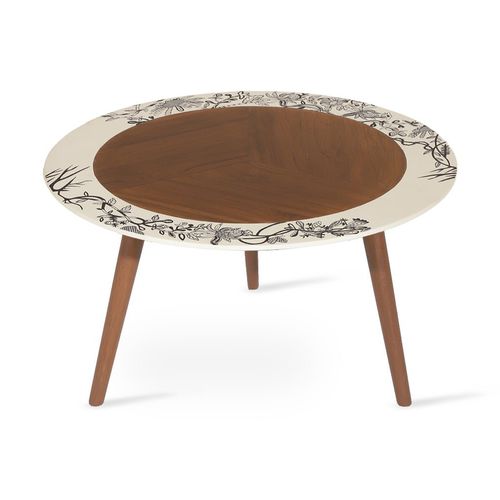 Tavolo contemporaneo - PTALO - ALANKARAM - in teak / con supporto in teak / rotondo