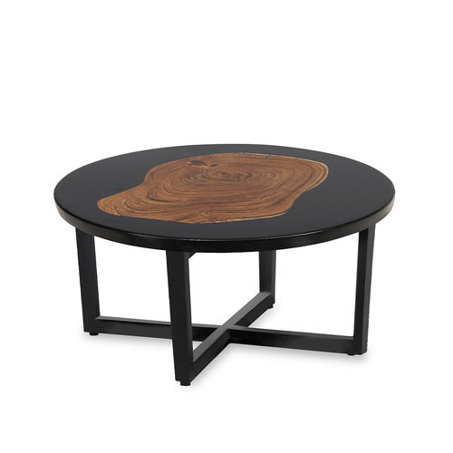 Tavolo moderno - LIKAS - ALANKARAM - in legno massiccio / con supporto in legno / rotondo