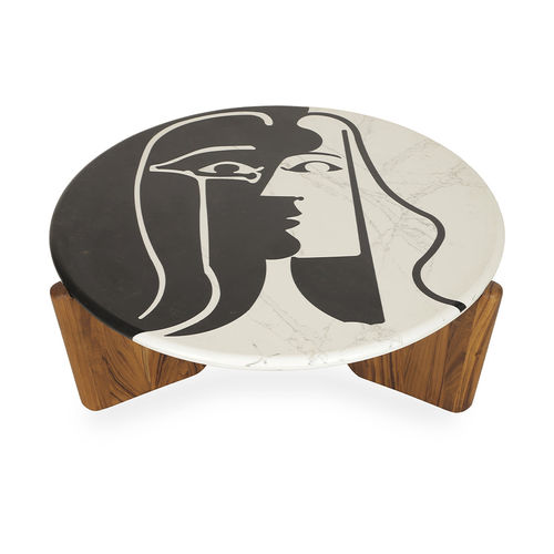 Tavolo moderno - CUBISMO - ALANKARAM - in teak / in quarzo / con supporto in teak