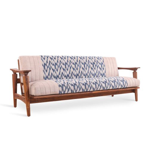 Divano contemporaneo - NISADYA - ALANKARAM - in tessuto / con braccioli / con supporto in teak