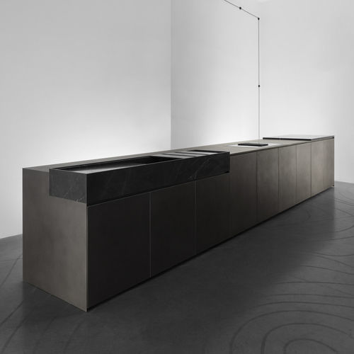 Cucina contemporanea - M2 - Minimal Cucine - impiallacciata in legno / con isola / a scomparsa