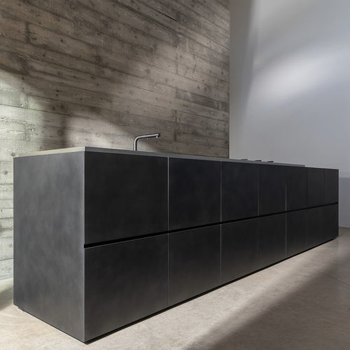 Cucina contemporanea - M4 - Minimal Cucine - impiallacciata in legno / con isola / senza maniglie