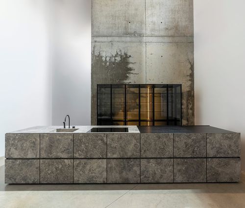Cucina contemporanea - M6 - Minimal Cucine - impiallacciata in legno / con isola / senza maniglie