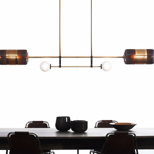 Lampada a sospensione - LIZAK - BERT FRANK - in ottone / in vetro / in opalina