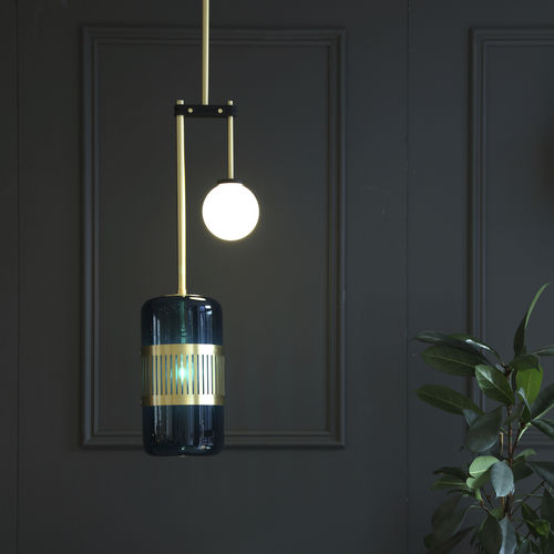 Lampada a sospensione - LIZAK DROP - BERT FRANK - in ottone / in vetro / in opalina