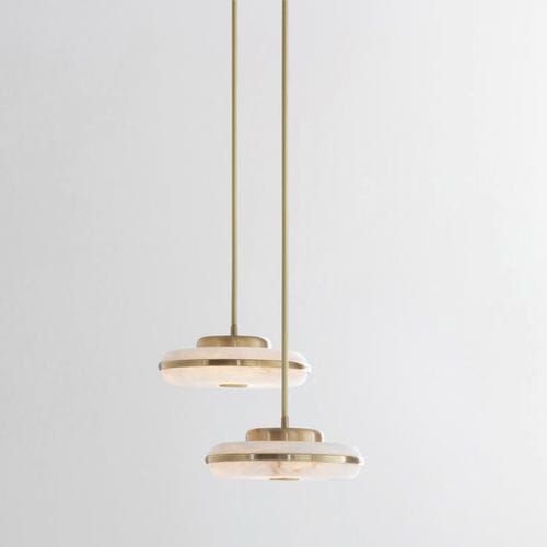 Lampada a sospensione - BERAN - BERT FRANK - in ottone spazzolato / in marmo / in alabastro