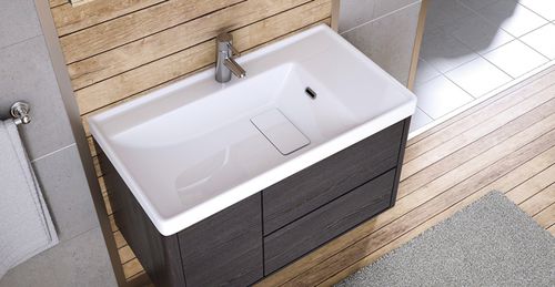 Lavabo da incasso - QUATTRO: 8100/8080/8060 - Lapino Ceramic - in ceramica / con piano integrato / rettangolare
