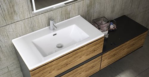 Lavabo da incasso - ETNA SERIES - Lapino Ceramic - in ceramica / con piano integrato / rettangolare