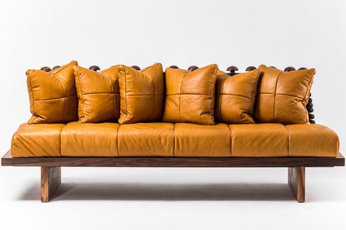 Divano contemporaneo - SHAKER - EGG DESIGNS - in pelle / marrone / in noce