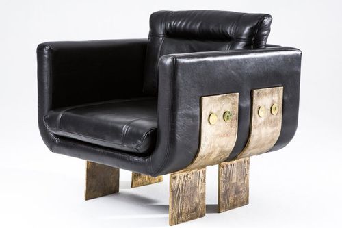 Poltrona contemporanea - PRIMAL - EGG DESIGNS - in pelle / in ottone
